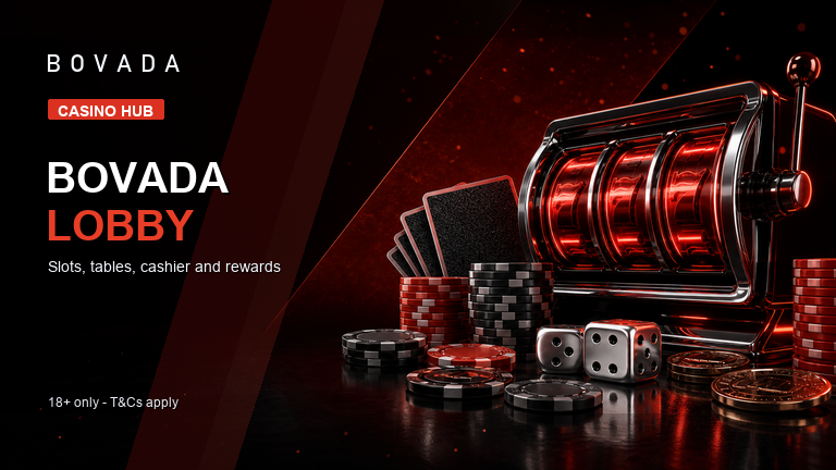 Bovada red casino and sportsbook lobby on one US account